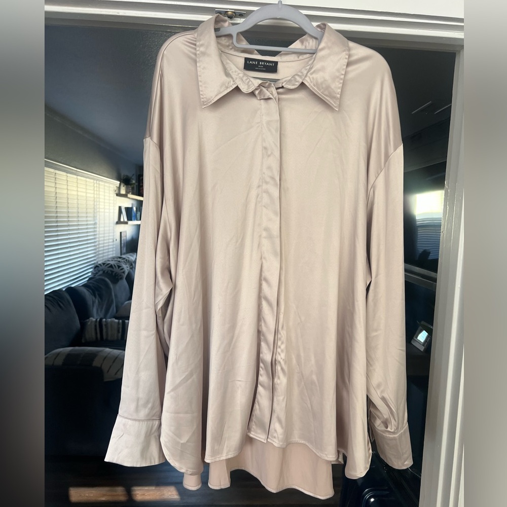 Lane Bryant Women's Soft Beige Button Down Shirt